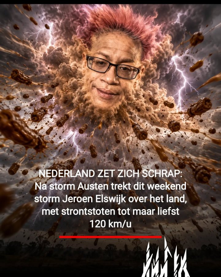 Weerman Erwin Drol en het karkas van Piet Paulusma zullen ter plaatse live verslag doen van Storm Jeroen Elswi…